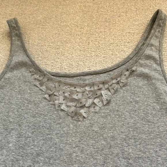 Eileen Fisher XL Gray Embellished Tank Top - Picture 3 of 6